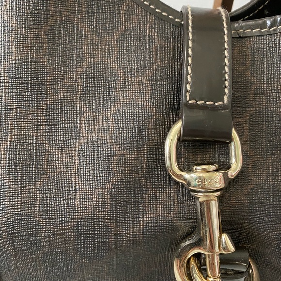 Gucci hobo brown shoulder bag silver hardware coated canvas Joy Bardot - Picture 3 of 14